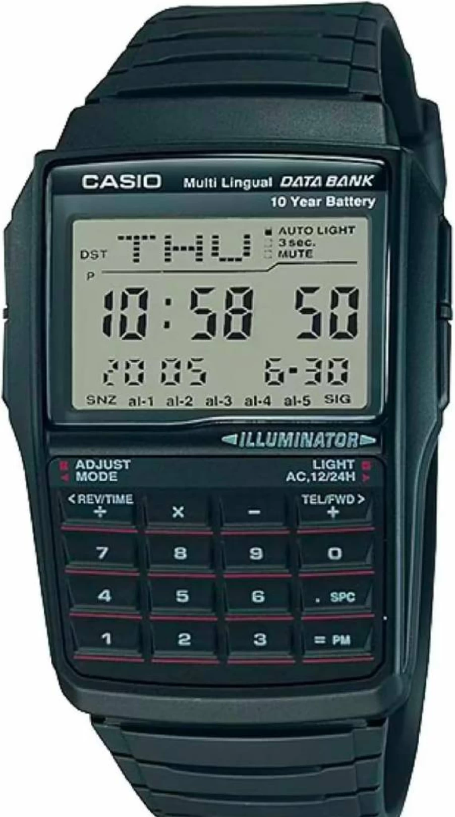 Casio DBC-32 Data Bank Vintage Digital Watch for Men - White Retro Chronograph with Alarm & Calculator