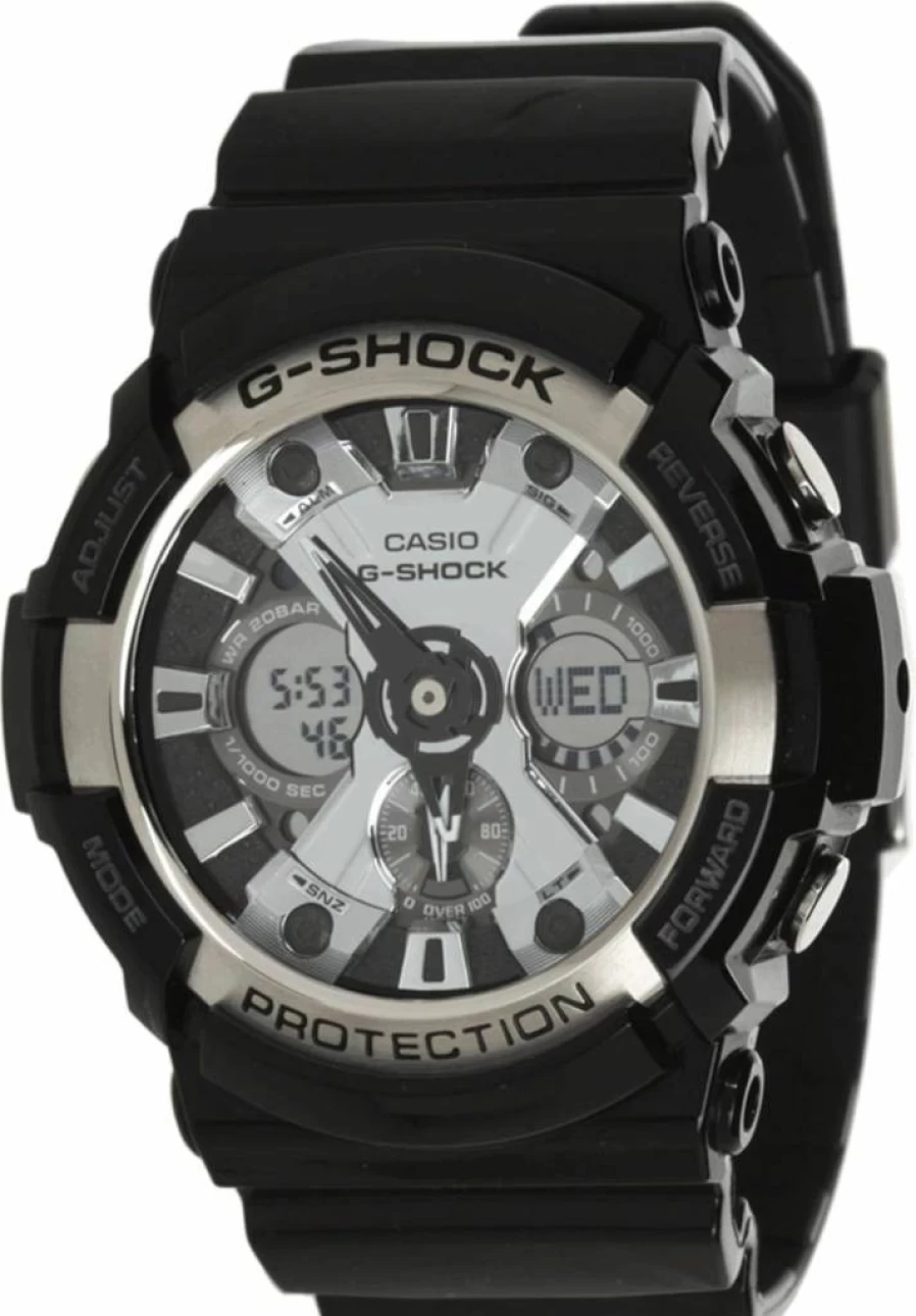 G-Shock GA-200BW-1ACR Men's Glossy Black & Chrome Shock-Resistant Quartz Watch 200M Water Resistant