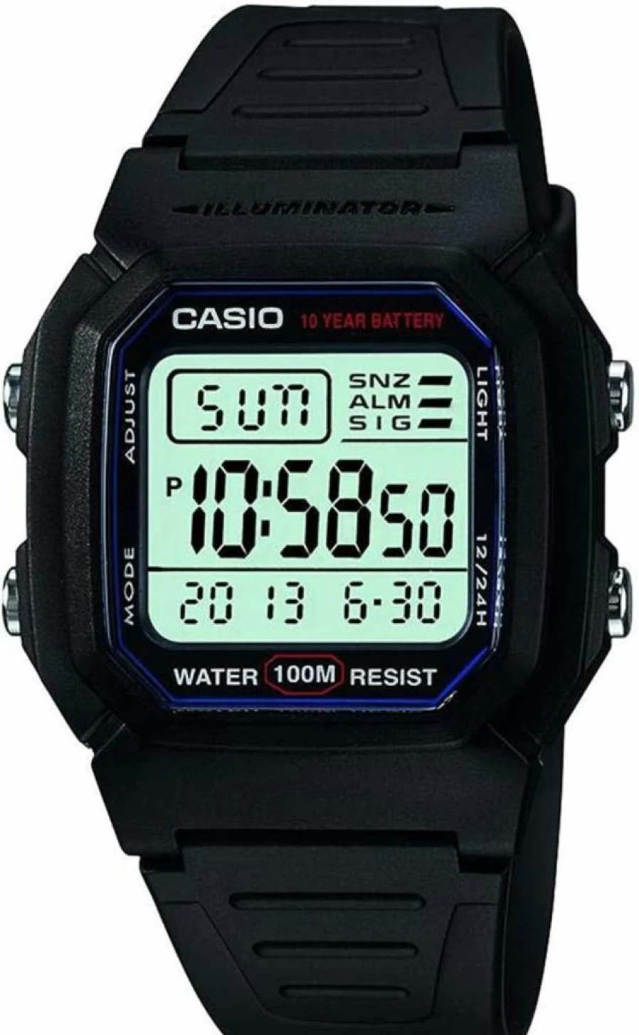 Casio W800Hg Men's Digital Watch with 100M Water Resistance, Multi-Function Alarm, Stopwatch, Auto Calendar, Countdown Timer, LED Light, Dual Time, and 10-Year Battery Life