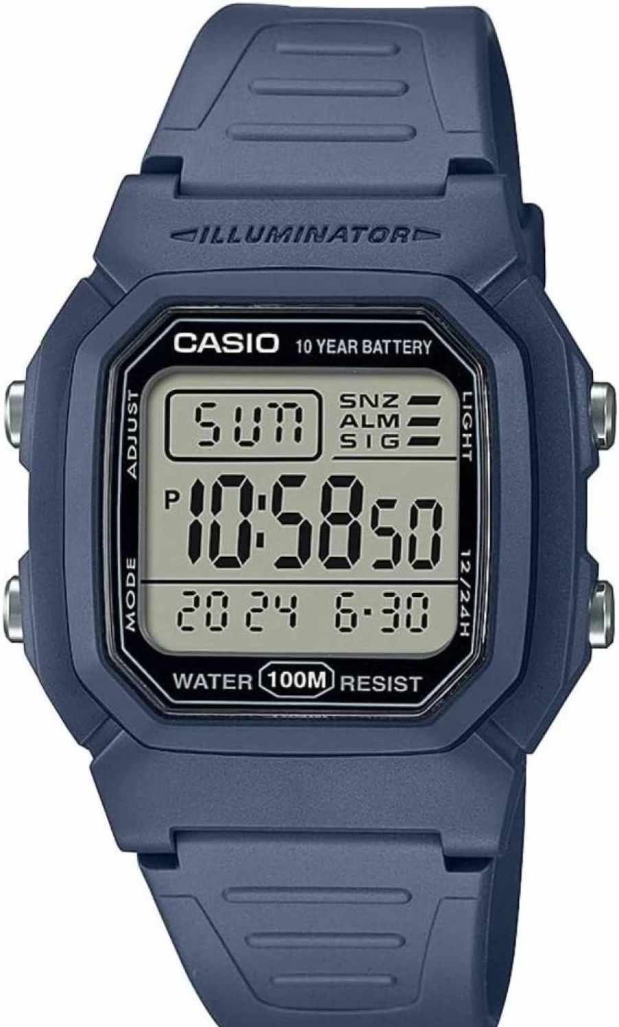 Casio W800Hg Men's Digital Watch with 100M Water Resistance, Multi-Function Alarm, Stopwatch, Auto Calendar, Countdown Timer, LED Light, Dual Time, 10-Year Battery