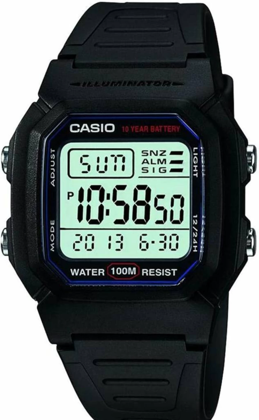 Casio W800Hg Men's Digital Watch with 100M Water Resistance, Multi-Function Alarm, Stopwatch, Auto Calendar, Countdown Timer, LED Light, Dual Time, 10-Year Battery
