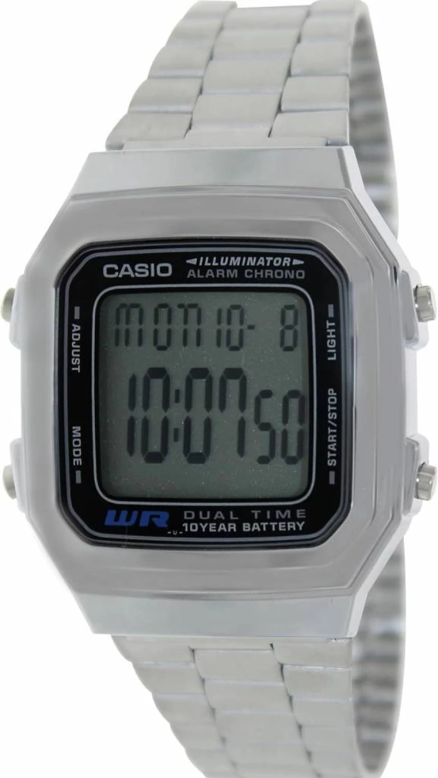 Casio A178WA-1A Vintage Silver Stainless Steel Quartz Watch with Grey Dial for Men