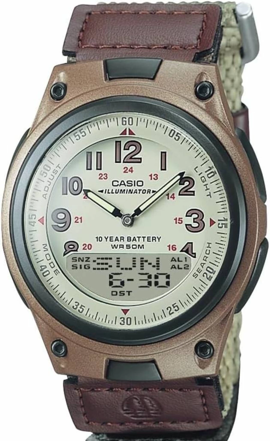 Casio AW-80 Men's Analog-Digital Watch with World Time, Multi Alarms, Stopwatch, Countdown Timer, LED Light, 50M Water Resistance, 10-Year Battery