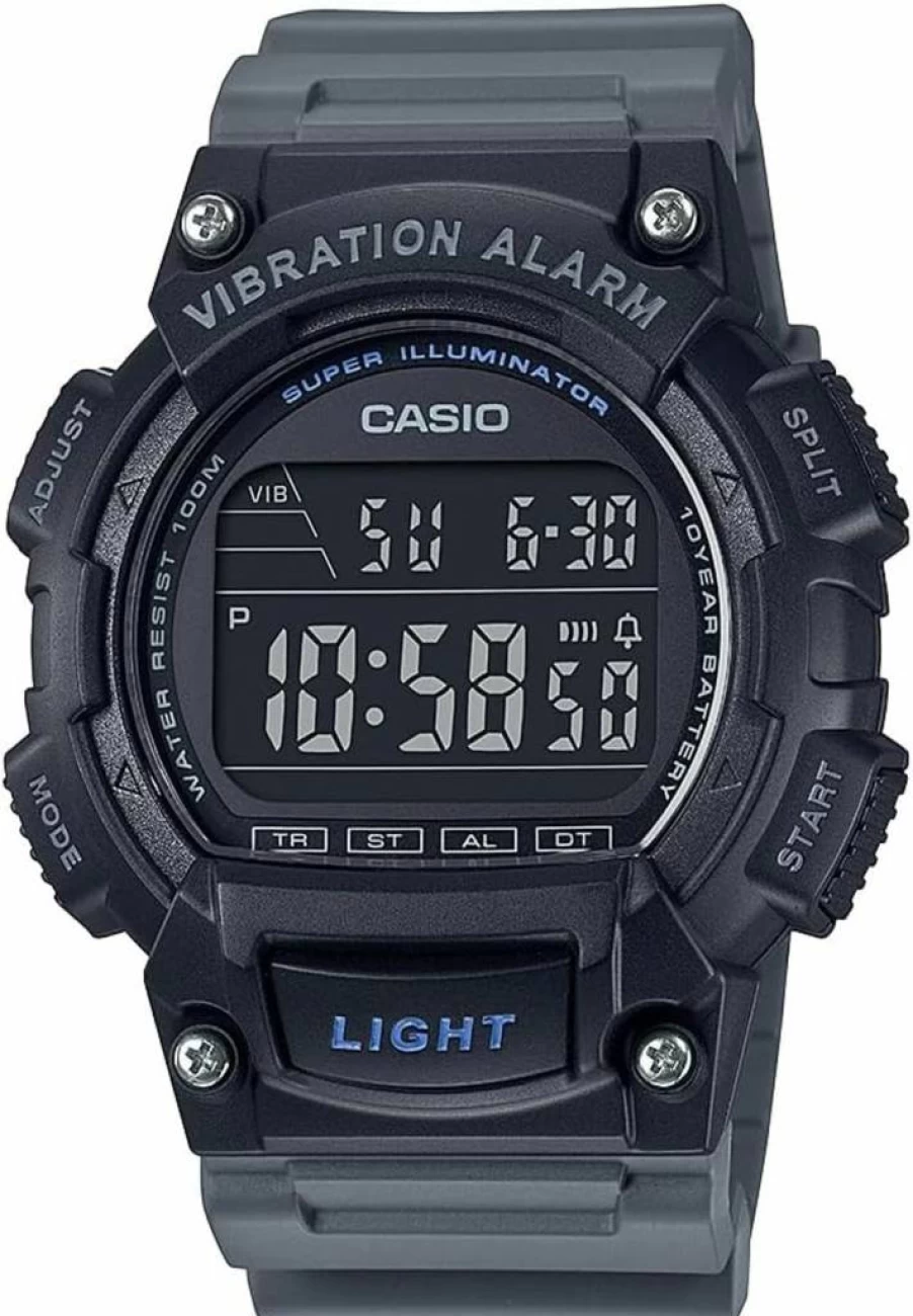 Casio W736H Men's Digital Watch with Stopwatch, Countdown Timer, Super Illuminator LED, 100M Water Resistance, Alarm, Auto Calendar, Dual Time, 10-Year Battery