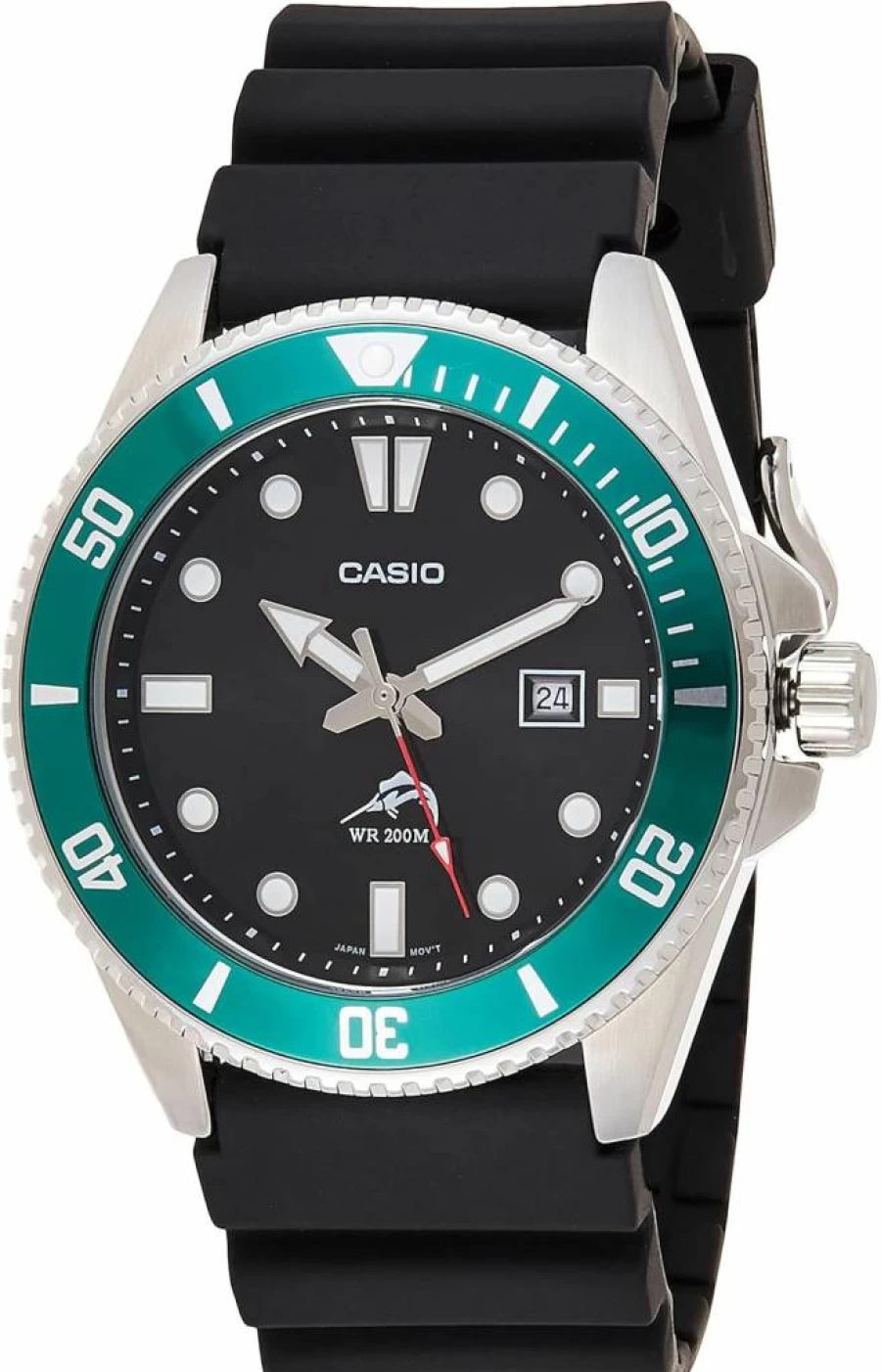 Casio MDV106-1A Unisex 200M Water Resistant Stainless Steel Dive Watch with Resin Band, Date Display, and Screw Down Crown