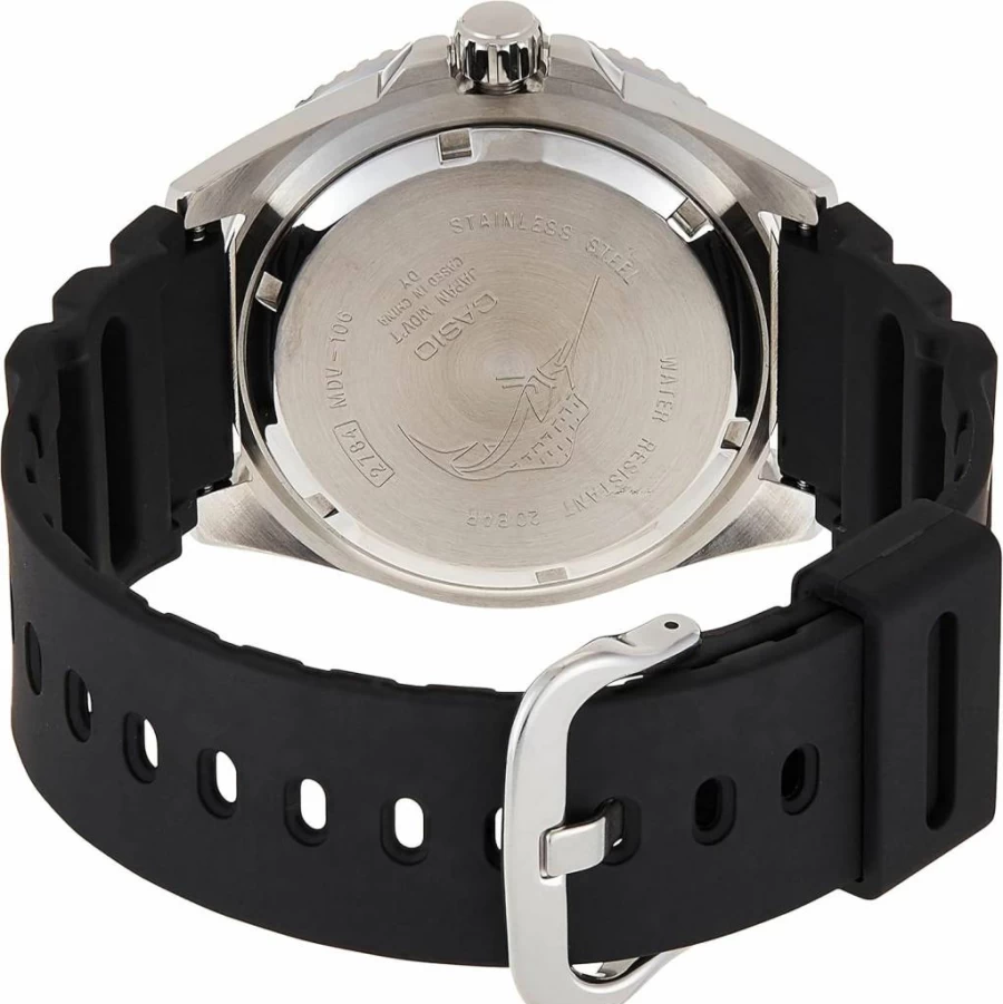 Casio MDV106-1A Unisex 200M Water Resistant Stainless Steel Dive Watch with Resin Band, Date Display, and Screw Down Crown