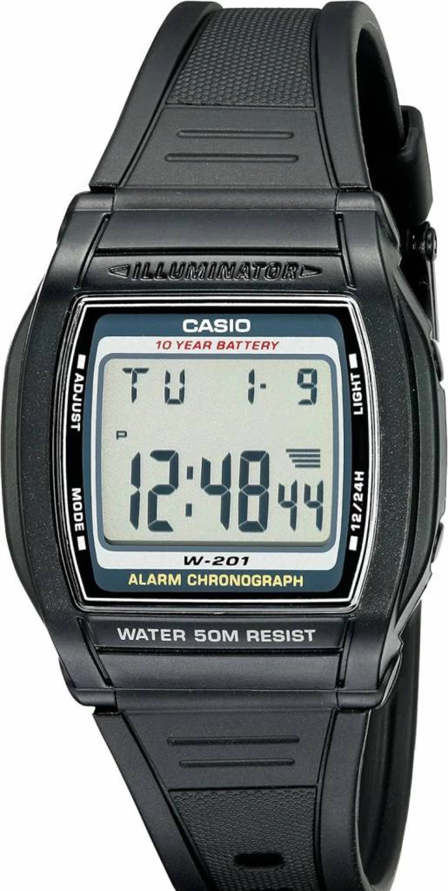 Casio W201-1AV Men's Digital Chronograph Alarm Watch with LED Light