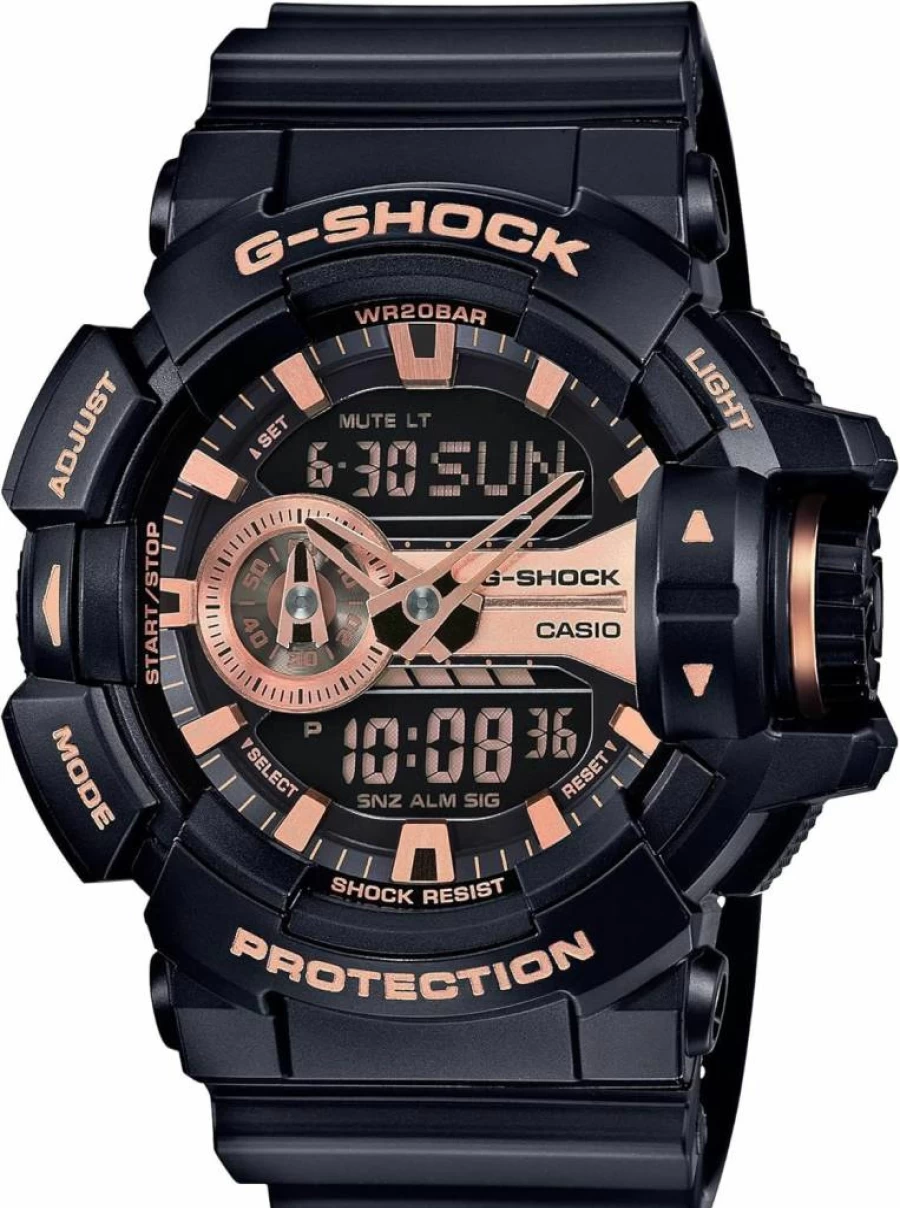 Casio G-Shock GA-400GB-1A4 Black Rose Gold Quartz Sport Watch with Plastic Strap