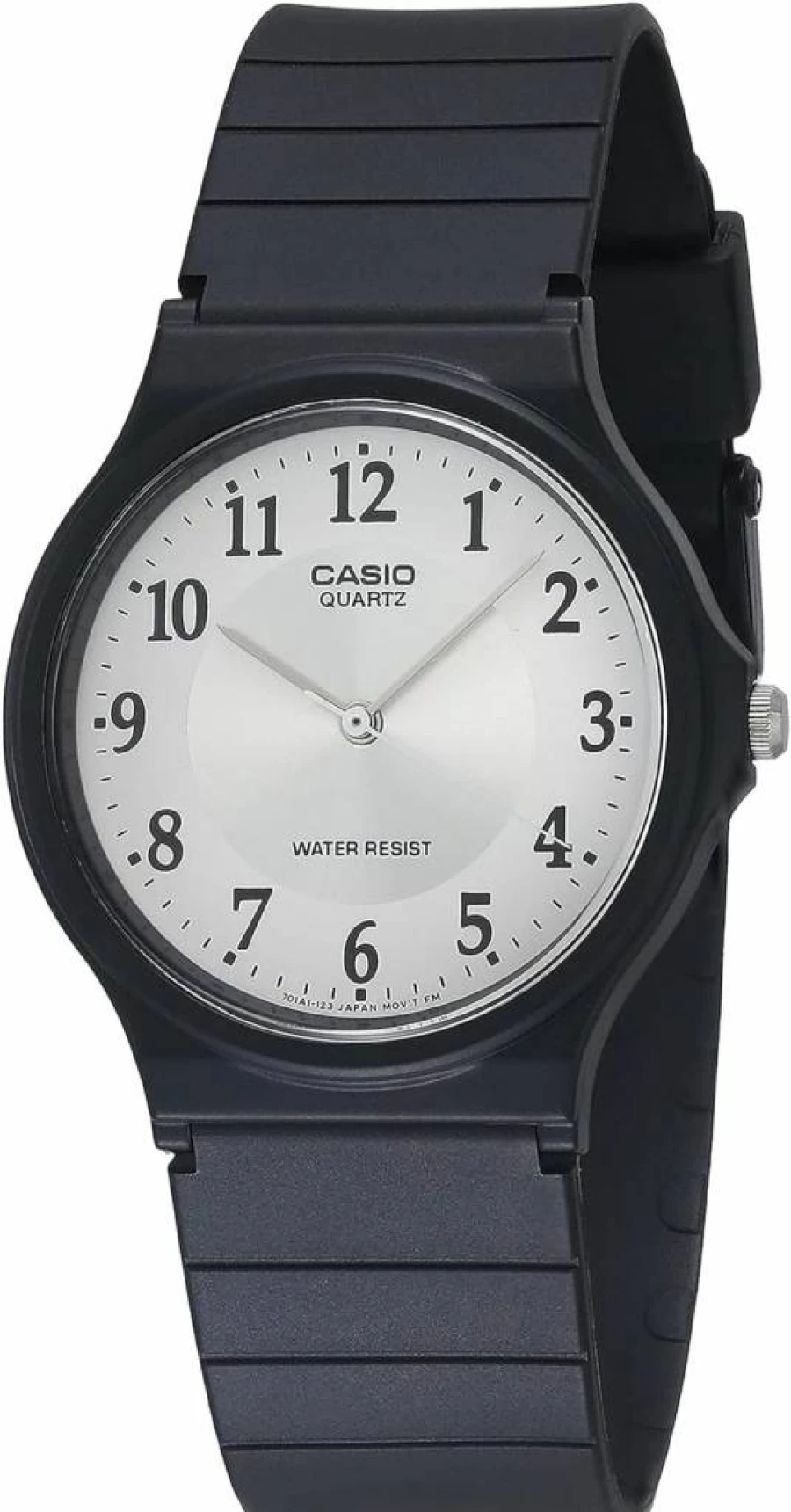 Casio MQ24 Men's Classic Analog Quartz Watch - Water Resistant Resin Case & Band, 3-Hand Display, Long-Lasting 3-Year Battery