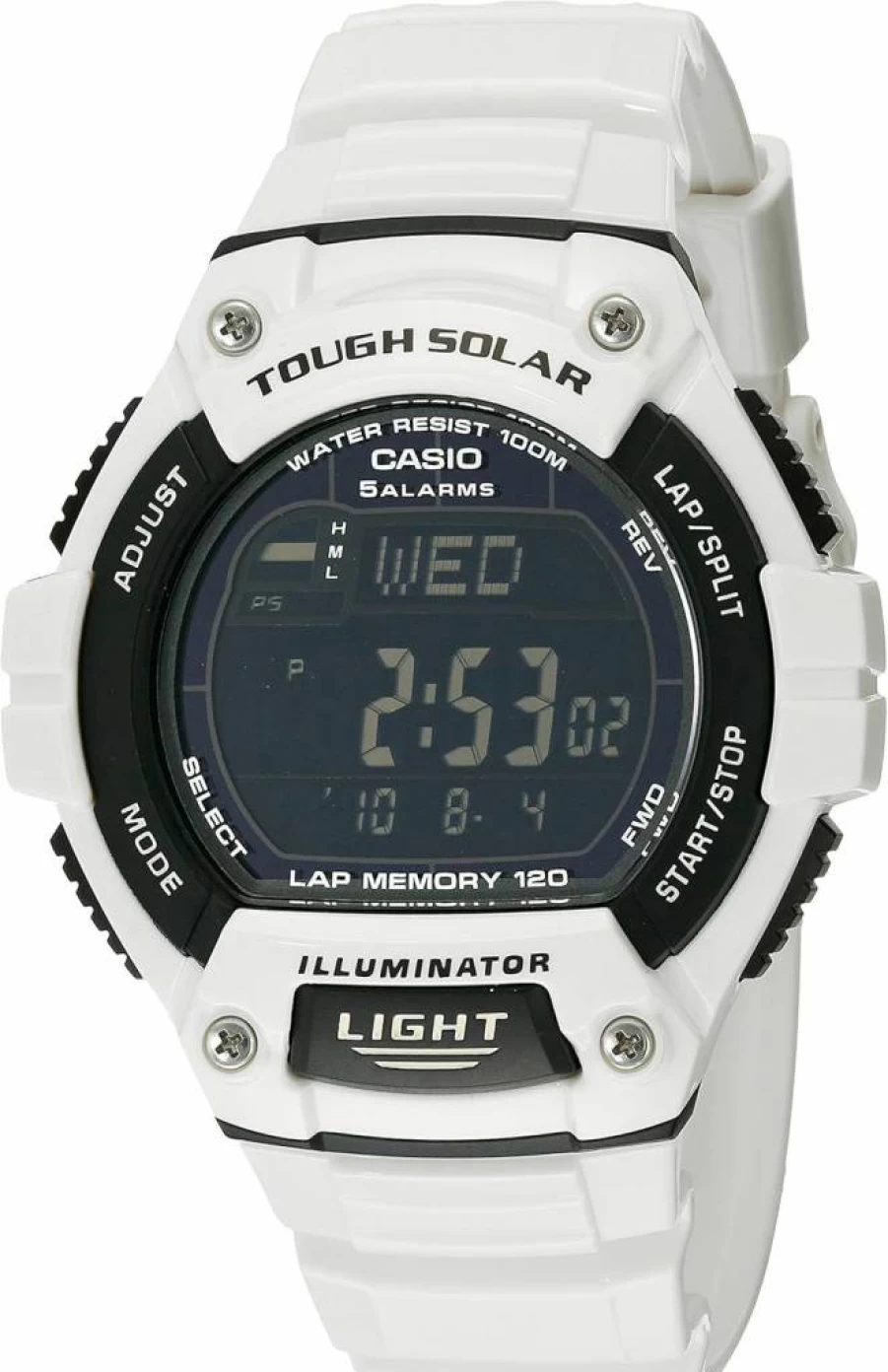 Casio W-S220C-7BVCF Digital Sport Watch for Men - White Resin Strap, Quartz Movement, Water Resistant