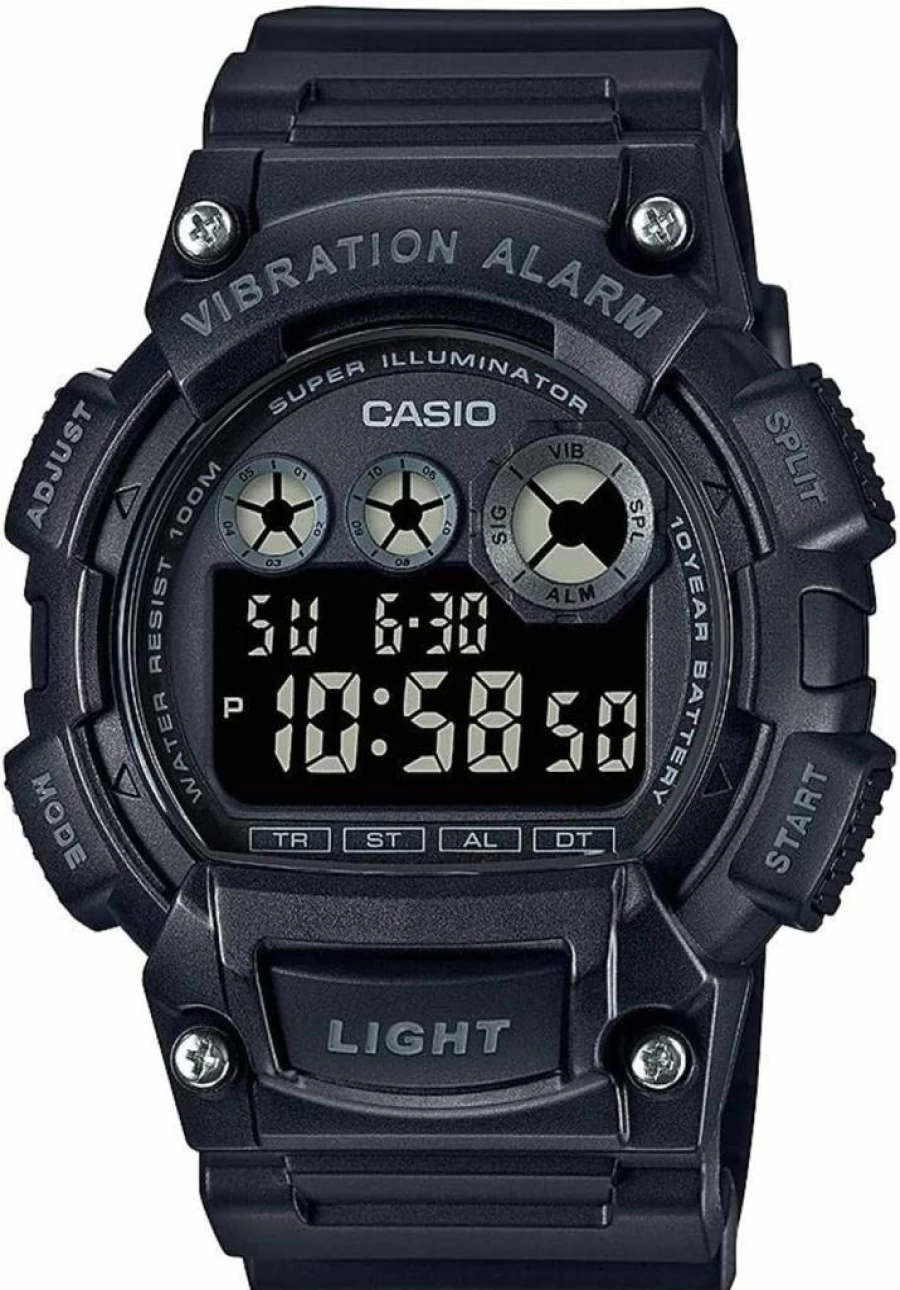 Casio W735H Men's Digital Watch with Stopwatch, Countdown Timer, Super Illuminator LED, 100M Water Resistance, Alarm, Auto Calendar, Dual Time, 10-Year Battery