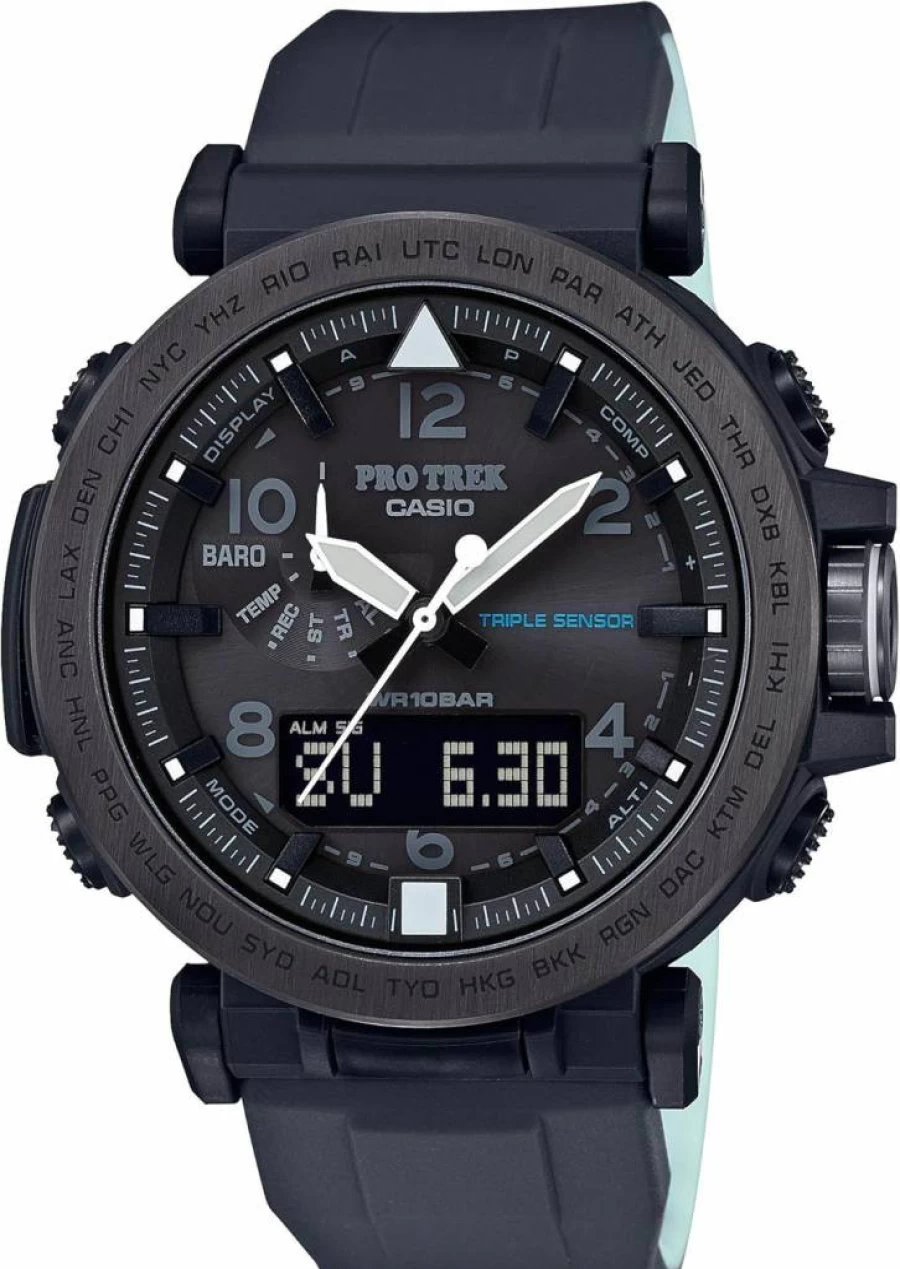 Casio Pro Trek PRG-650Y-1CR Men's Solar-Powered Black Outdoor Sports Watch with Silicone Band