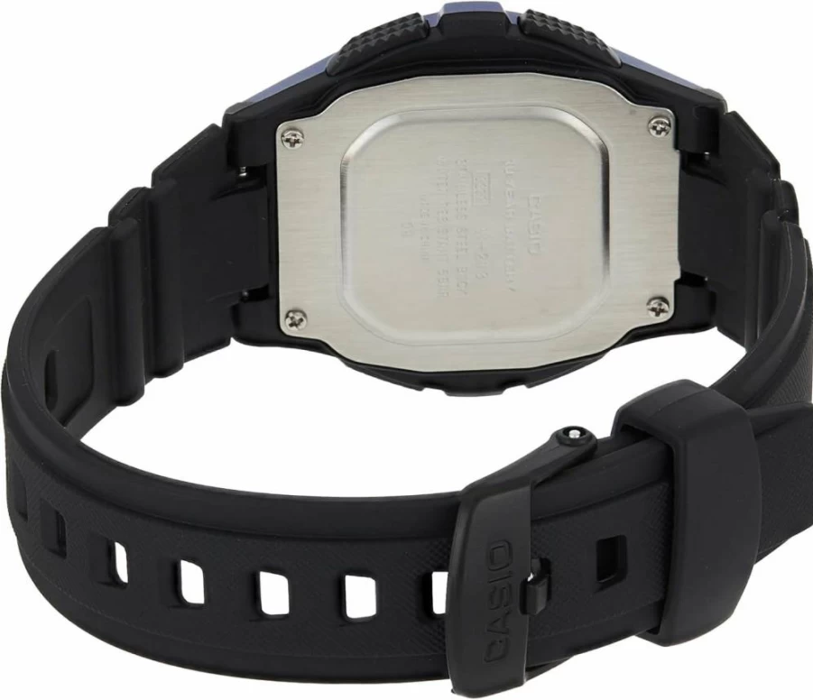 Casio W213-2AVCF Men's Digital Watch with Blue and Black Display - Water Resistant, Alarm, Stopwatch