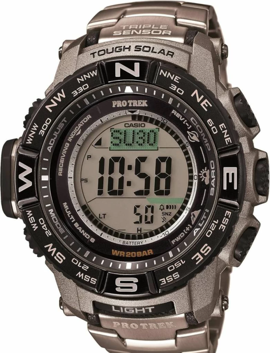 Casio Pro Trek PRW-3500 Tough Solar Atomic Watch with Altimeter, Barometer, Thermometer, Compass, 100M Water Resistance, and World Time