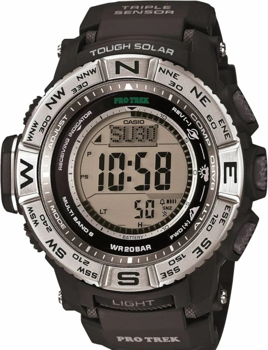 Casio Pro Trek PRW-3500 Tough Solar Atomic Watch with Altimeter, Barometer, Thermometer, Compass, 100M Water Resistance, and World Time