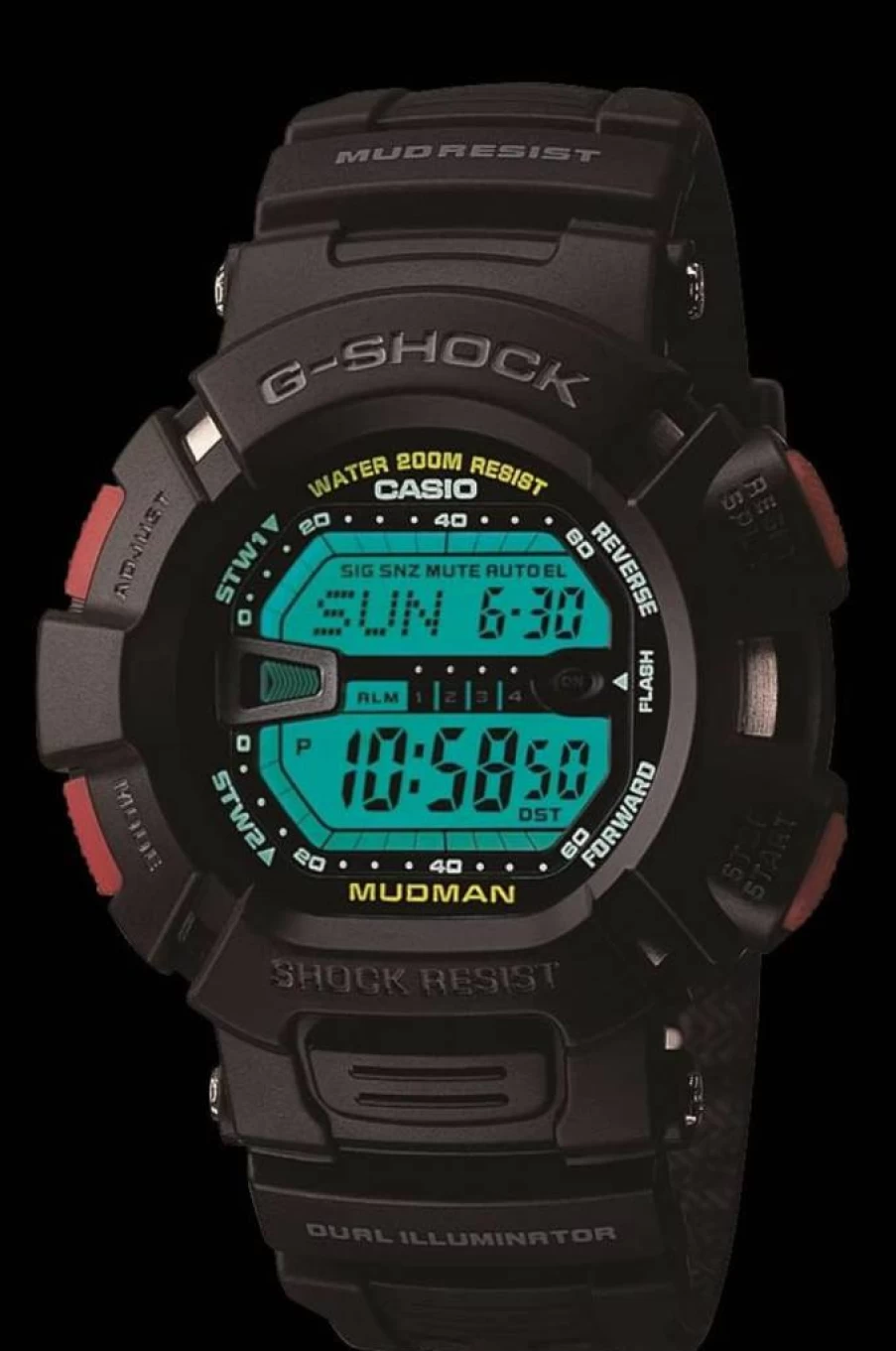 Casio G-Shock Mudman G-9000-1V Men's Digital Watch with Super Illuminator, 52mm Quartz, Shock & Mud Resistant