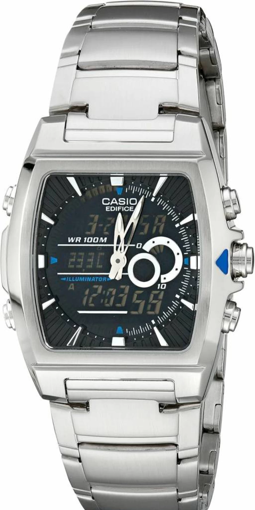 Casio Edifice EFA120D-1AV Men's Analog-Digital Watch with Thermometer and Stainless Steel Bracelet