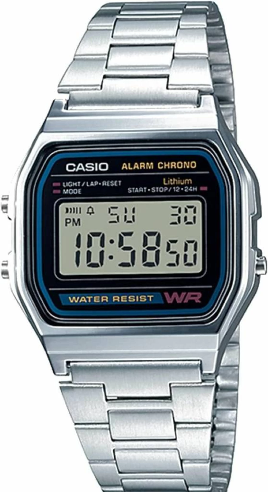Casio A158WA-1DF Unisex Vintage Digital Watch with Stopwatch, Daily Alarm, LED Light, and 7-Year Battery