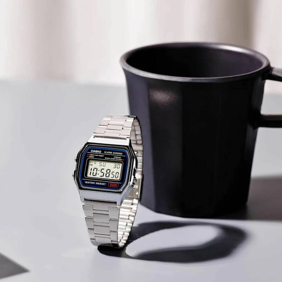 Casio A158WA-1DF Unisex Vintage Digital Watch with Stopwatch, Daily Alarm, LED Light, and 7-Year Battery