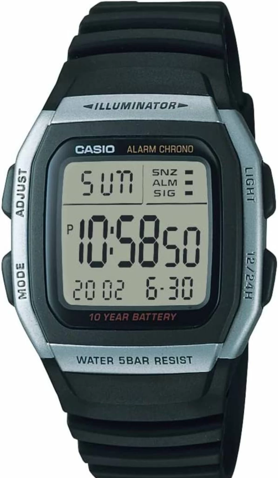 Casio Men's W96H-1AV Black Stainless Steel Digital Sport Watch - Water Resistant & Durable Design