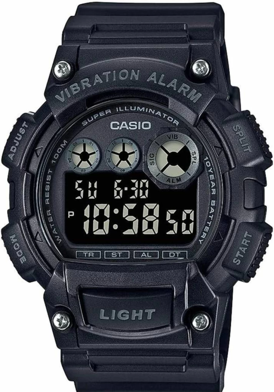 Casio W735H Men's Digital Watch with Stopwatch, Countdown Timer, Super Illuminator LED, 100M Water Resistance, Alarm, Auto Calendar, Dual Time, 10-Year Battery