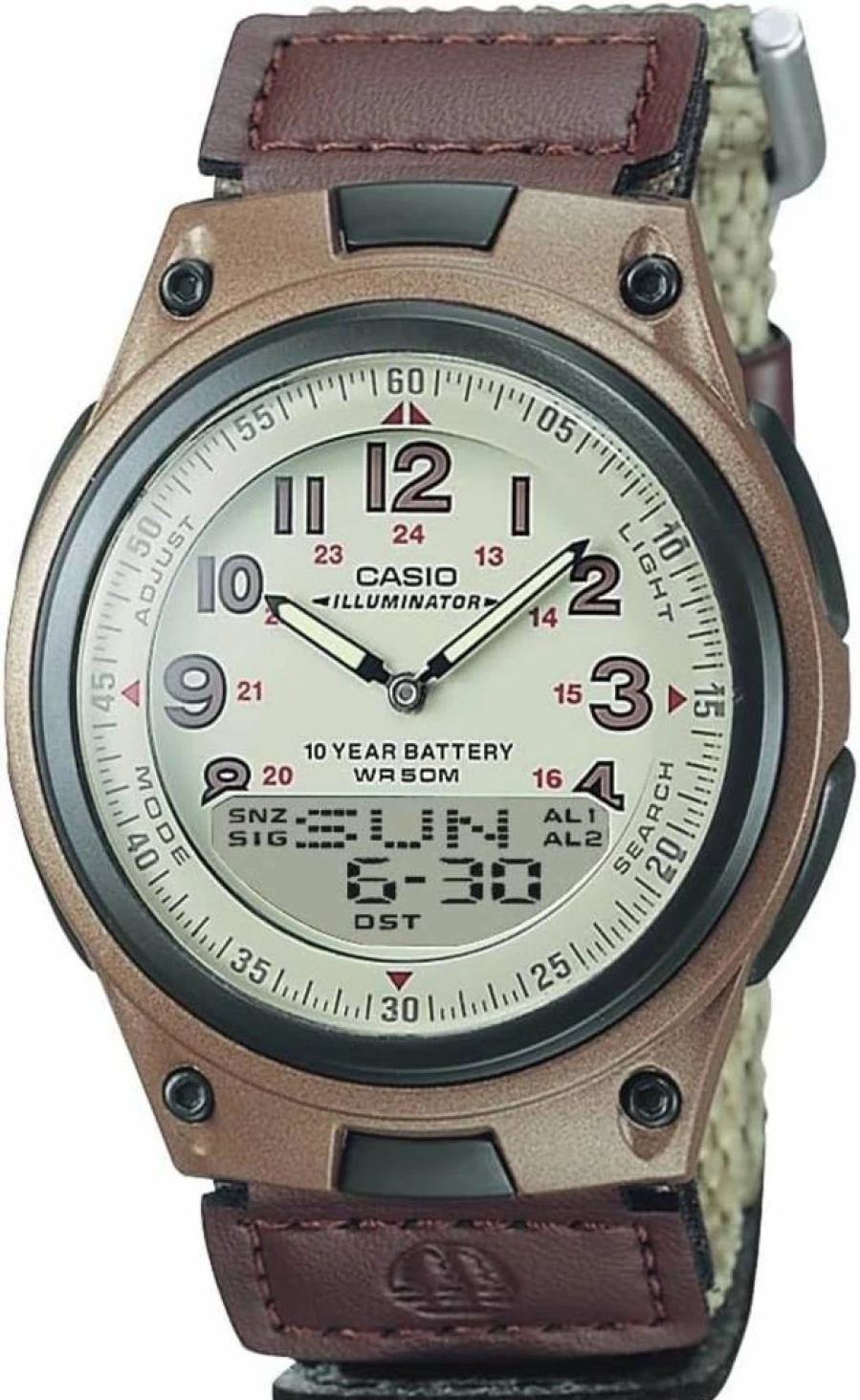 Casio AW-80 Men's Analog-Digital Watch with World Time, Multi Alarms, Stopwatch, Countdown Timer, LED Light, 50M Water Resistance, 10-Year Battery