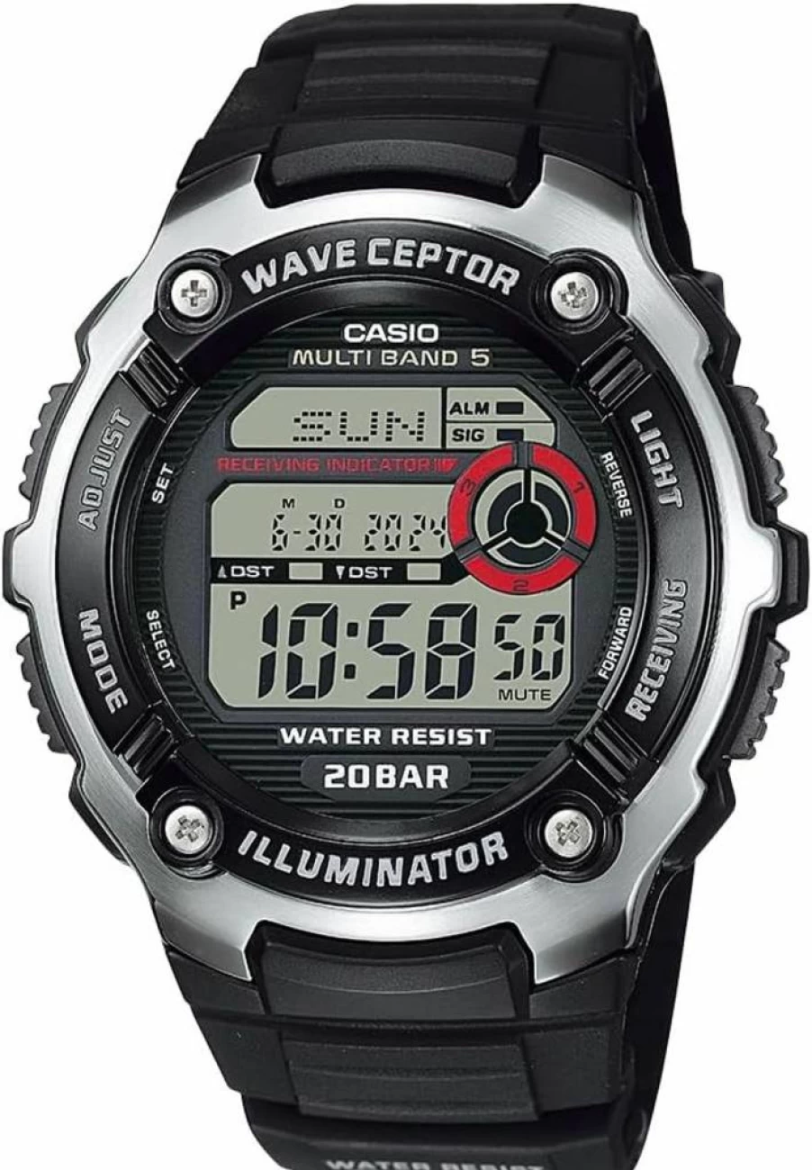 Casio WV200A-1AV Waveceptor Men's Solar-Powered Atomic Digital Watch with Black Resin Band, Chronograph & Illuminator