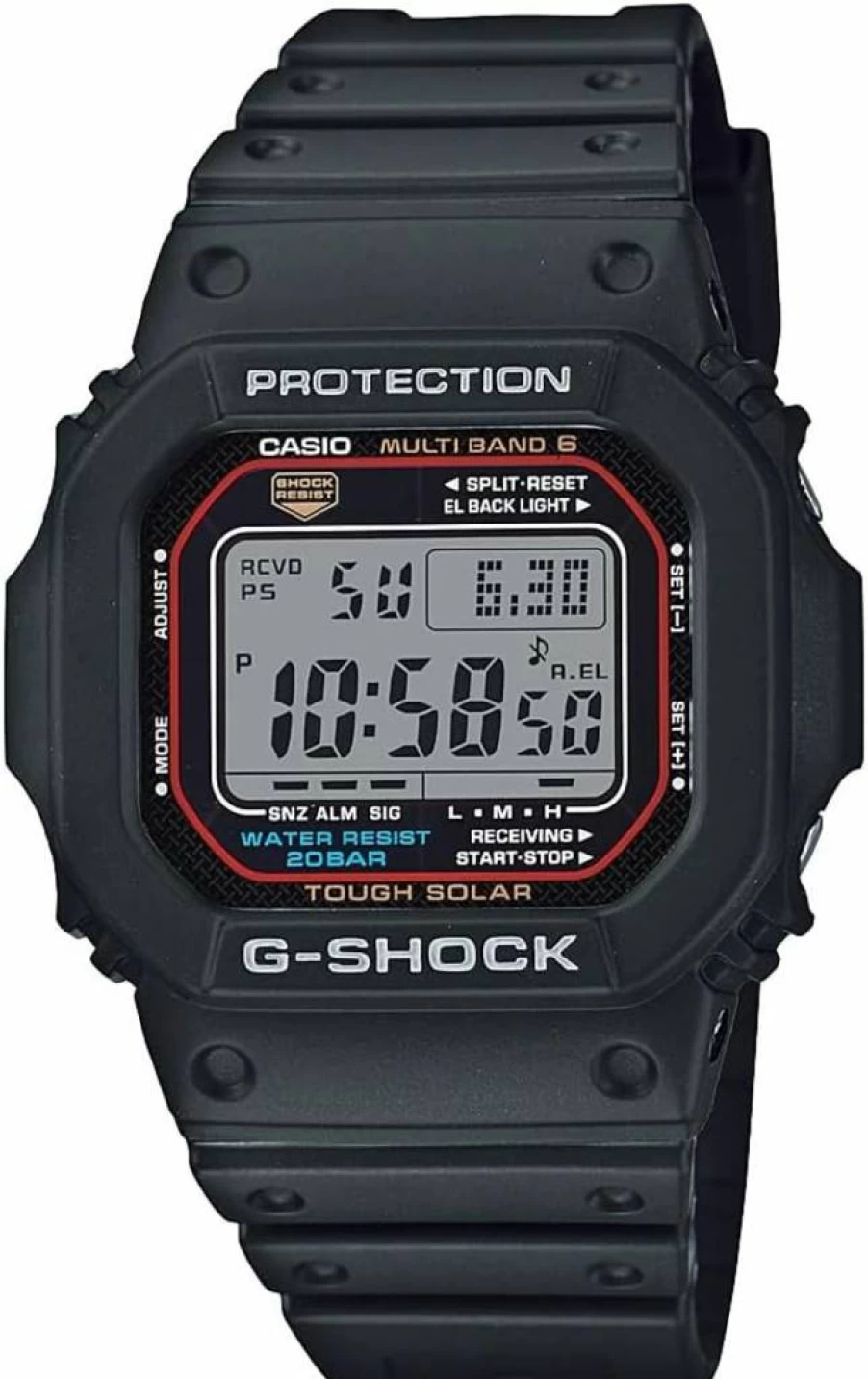 Casio G-Shock GWM5610-1 Solar-Powered Black Resin Sport Watch for Men - Shock Resistant & Waterproof