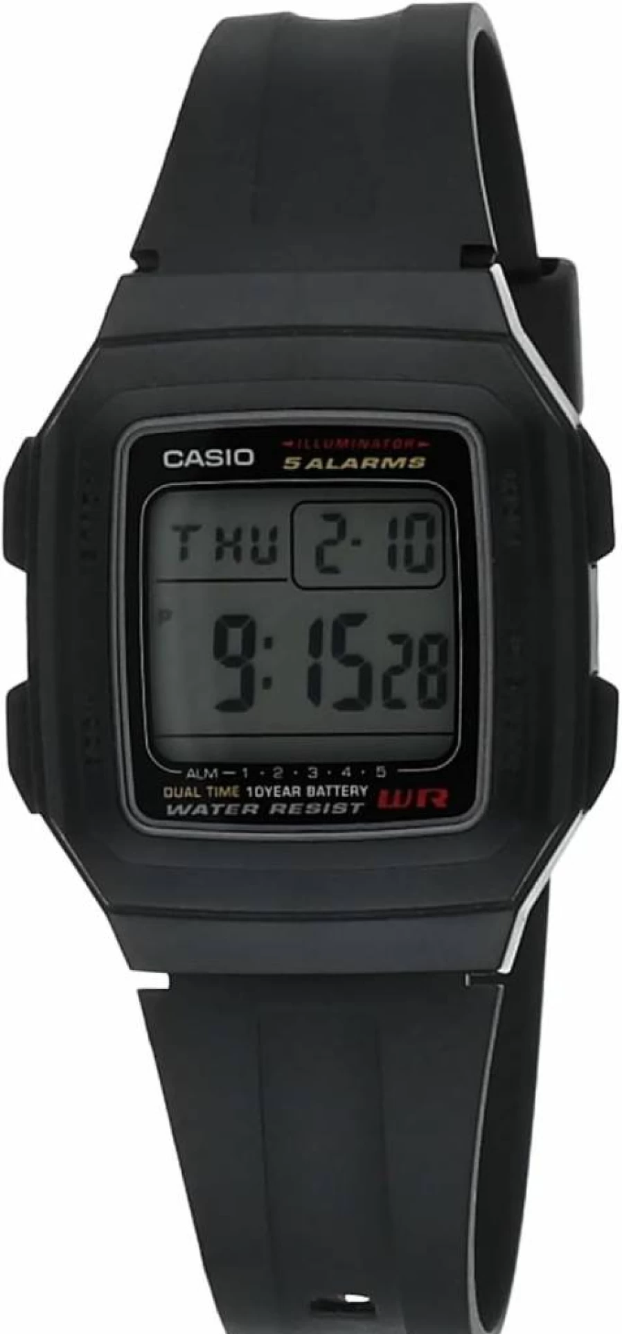Casio F201Wa-1A Black Resin Digital Sport Watch with Alarm and Multi-Function for Men