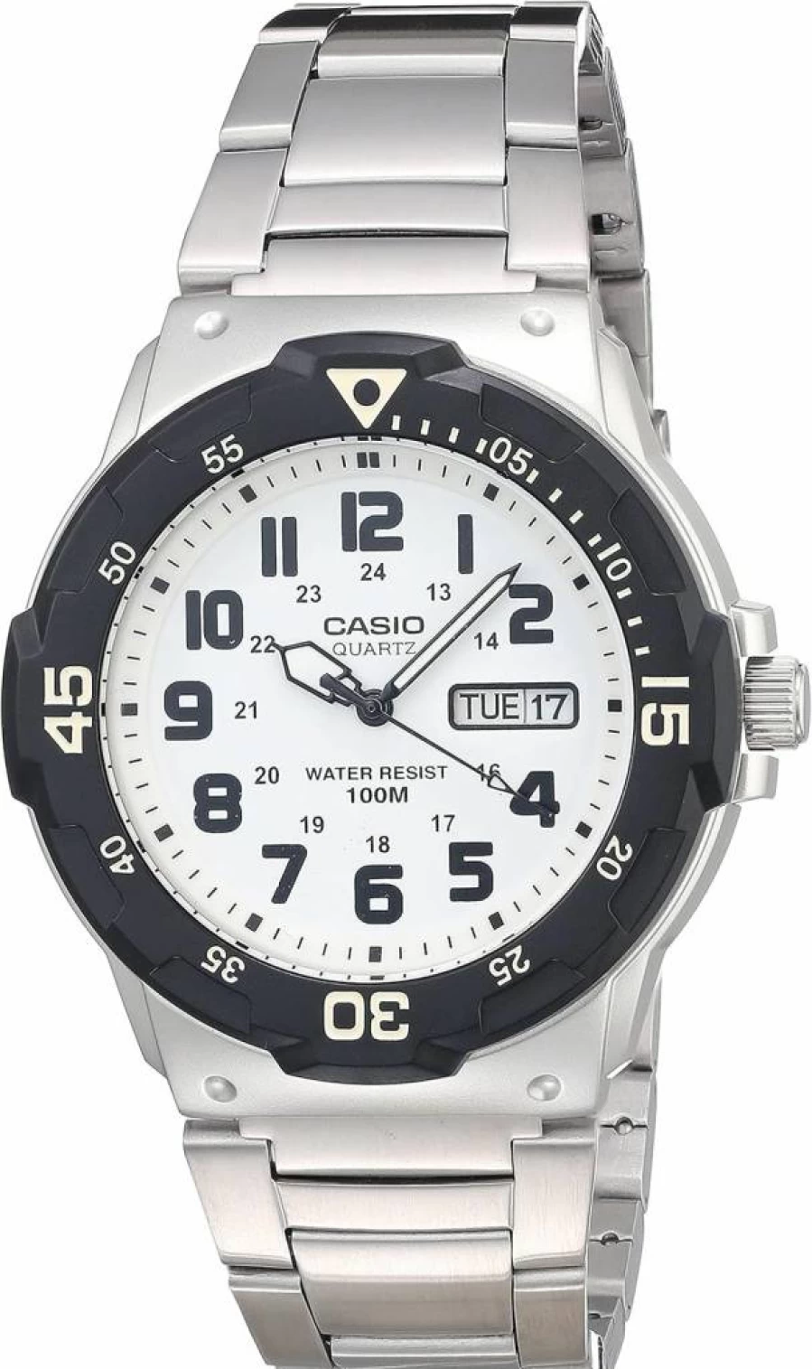 Casio MRW200H Unisex Analog Dive Watch - 100M Water Resistant, Stainless Steel Case, Resin Band, Date Display, 3-Year Battery Life