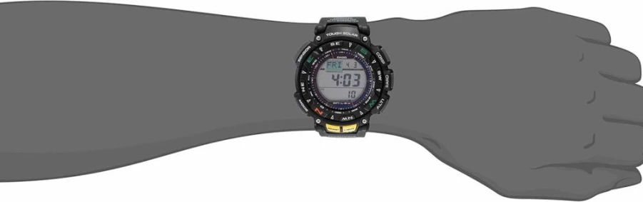 Casio Pathfinder PAG240-1CR Men's Solar-Powered Digital Watch with Triple Sensor, World Time, and 51mm Stainless Steel Case