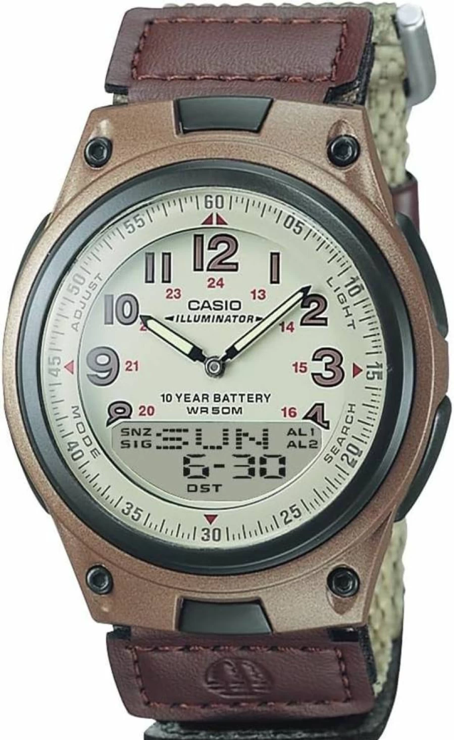 Casio AW-80 Men's Analog-Digital Watch with 50M Water Resistance, Multi Alarms, Stopwatch, Countdown Timer, World Time, LED Light, LCD Display, 10-Year Battery